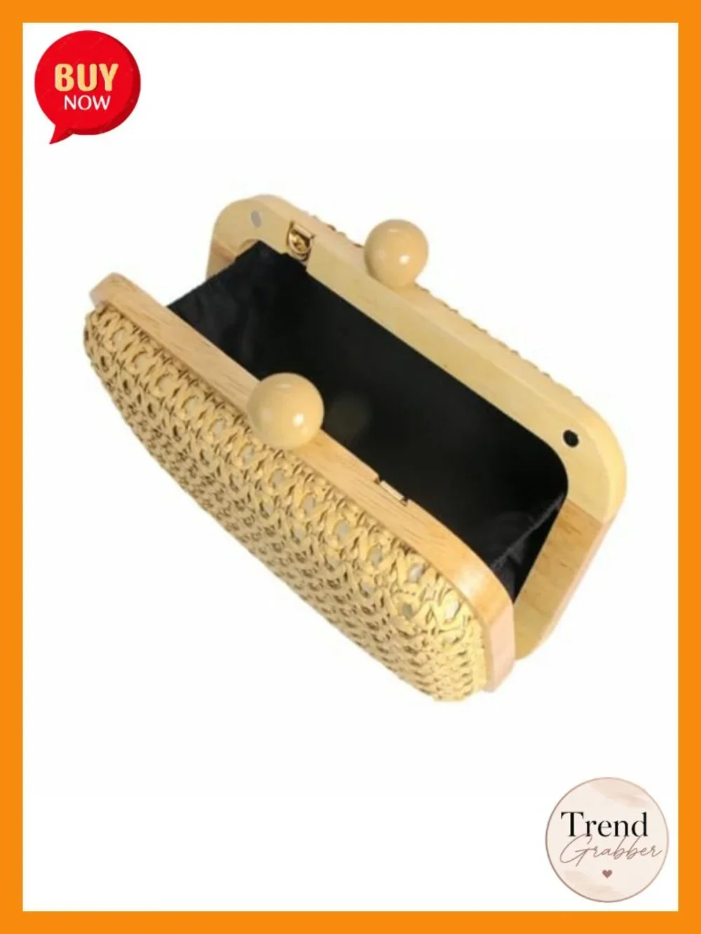 Handwoven Straw Clutch Purse Evening Bag with Detachable Strap